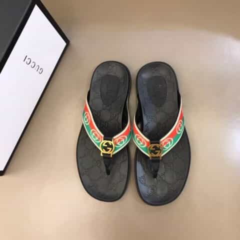 GUCCI古驰 高端精品,原版织带G家新品男士拖鞋