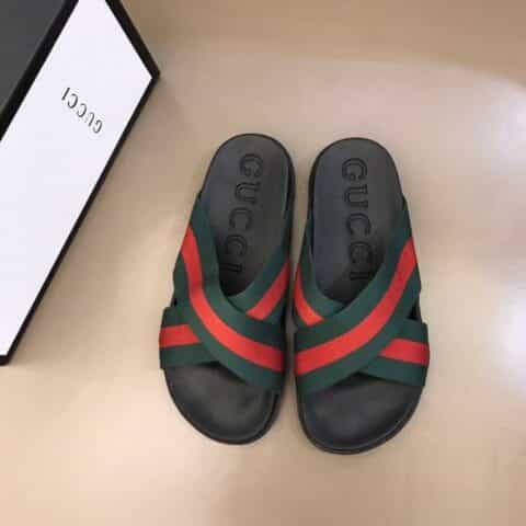 GUCCI古驰 高端精品,原版织带G家新品男士拖鞋