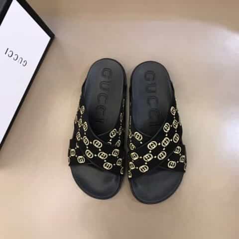 GUCCI古驰 精美电绣工艺高端精品G家新品男士拖鞋