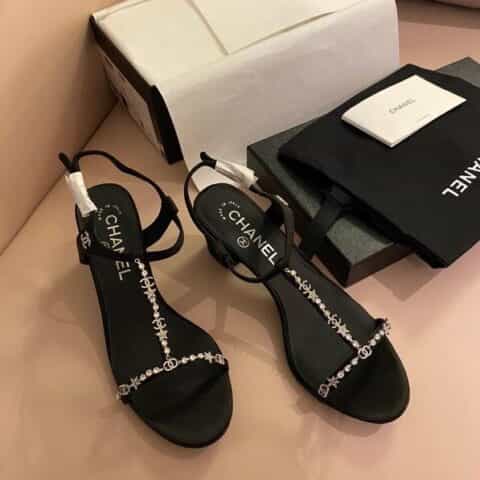 CHANEL香奈儿 2021ss进口羊皮垫脚新款带钻高跟鞋
