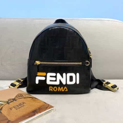 FENDI芬迪压印 FF 拼接字母防水料背包2362S