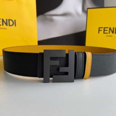 FENDI芬迪 FF徽标精湛工艺金属扣头层牛皮双面用腰带4.0cm
