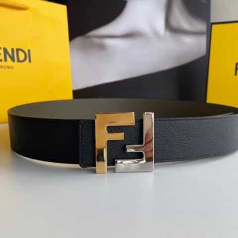 FENDI芬迪 FF徽标精湛工艺金属扣头层牛皮双面用腰带4.0cm