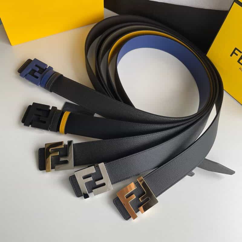 FENDI芬迪 FF徽标精湛工艺金属扣头层牛皮双面用腰带4.0cm
