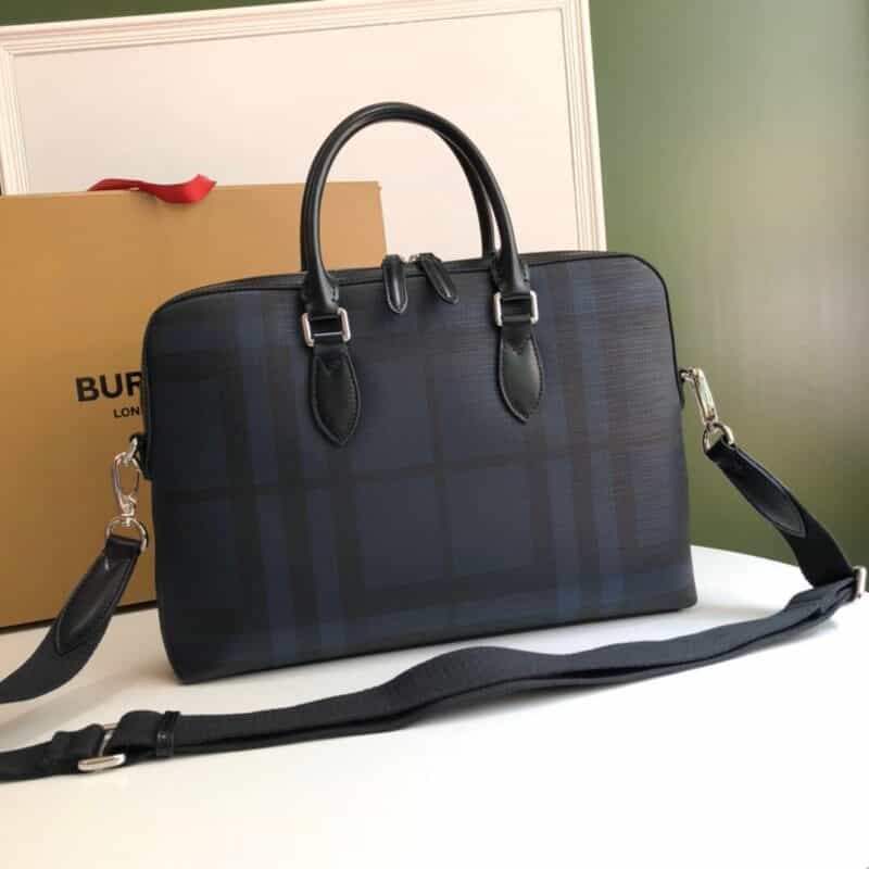 Burberry巴宝莉烟熏格纹裁片男款公文包
