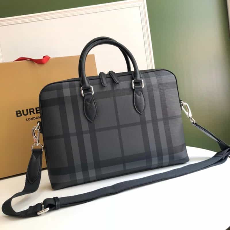 Burberry巴宝莉烟熏格纹裁片男款公文包