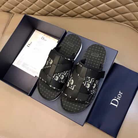 DIOR迪奥 采用经典米色和黑色 Di*r Oblique 提花Alpha 凉鞋