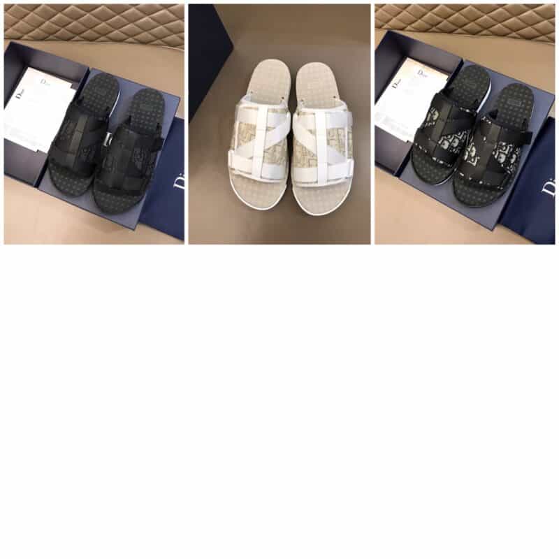 DIOR迪奥 采用经典米色和黑色 Di*r Oblique 提花Alpha 凉鞋