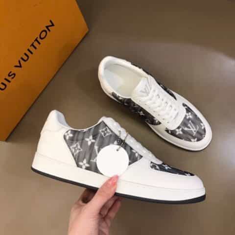 LV/路易威登 经典L老花印花帆布面拼接头层牛皮男士高端休闲运动鞋