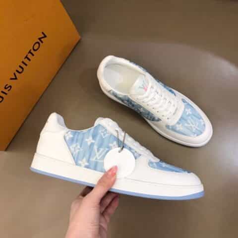 LV/路易威登 经典L老花印花帆布面拼接头层牛皮男士高端休闲运动鞋