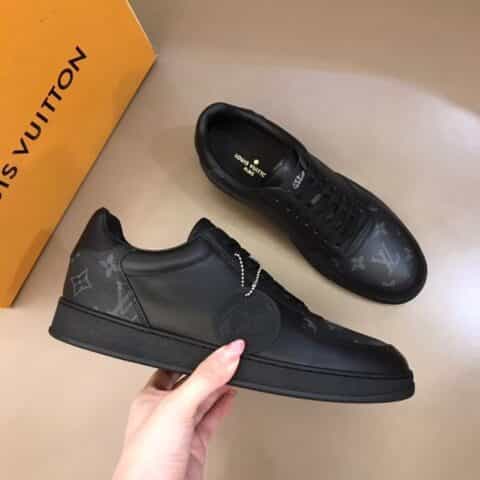 LV/路易威登 经典L老花印花帆布面拼接头层牛皮男士高端休闲运动鞋