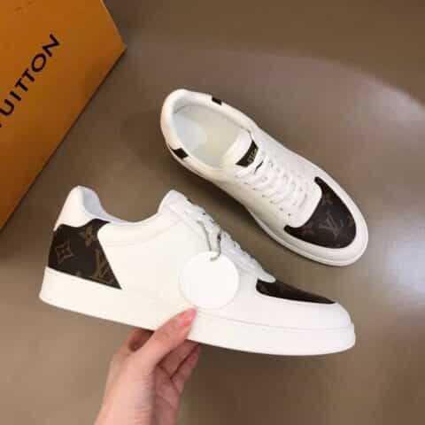 LV/路易威登 经典L老花印花帆布面拼接头层牛皮男士高端休闲运动鞋