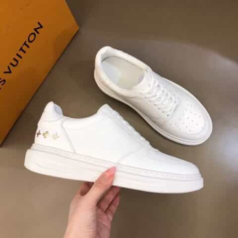 LV/路易威登 经典L老花印花帆布面拼接头层牛皮男士高端休闲运动鞋