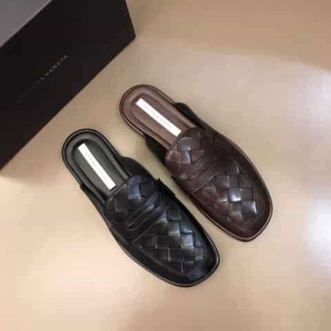 BV葆蝶家     头层牛皮内里B 家经典手工编织半拖便鞋