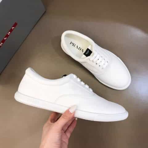 PRADA/普拉达 进口头层小牛皮材质新品男士小牛皮系带运动鞋
