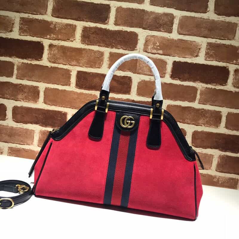 GUCCI古驰大红色磨砂皮手提包516459
