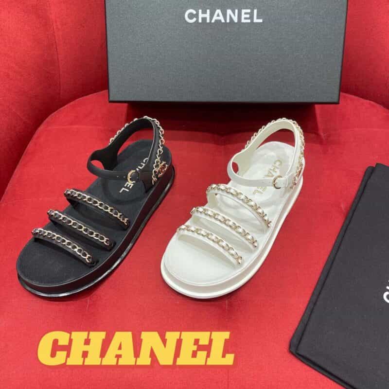 Chanel香奈儿 金色链条全手工链条凉鞋女鞋