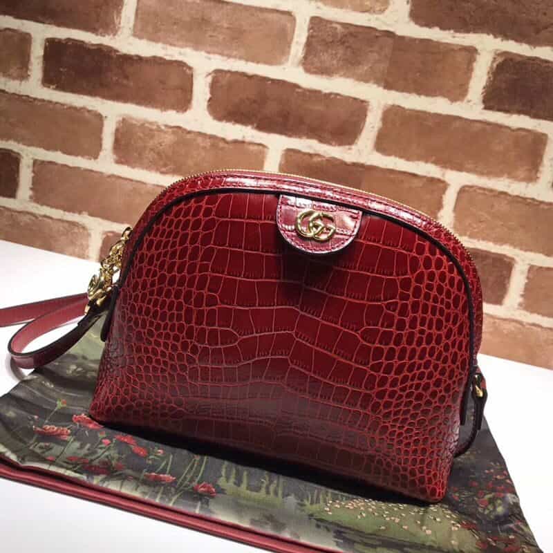 GUCCI古驰大红色鳄鱼纹肩背包499621