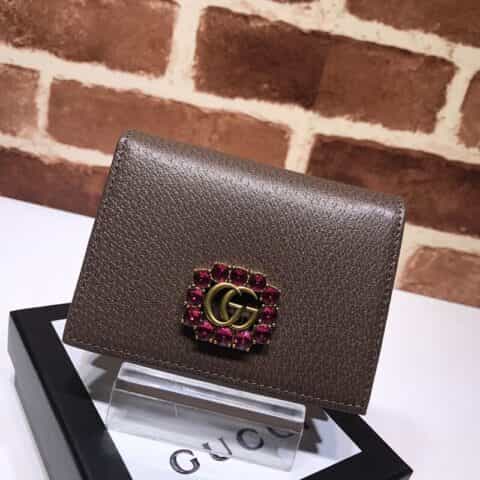 GUCCI古驰红色水晶粉色全皮卡片夹 499783