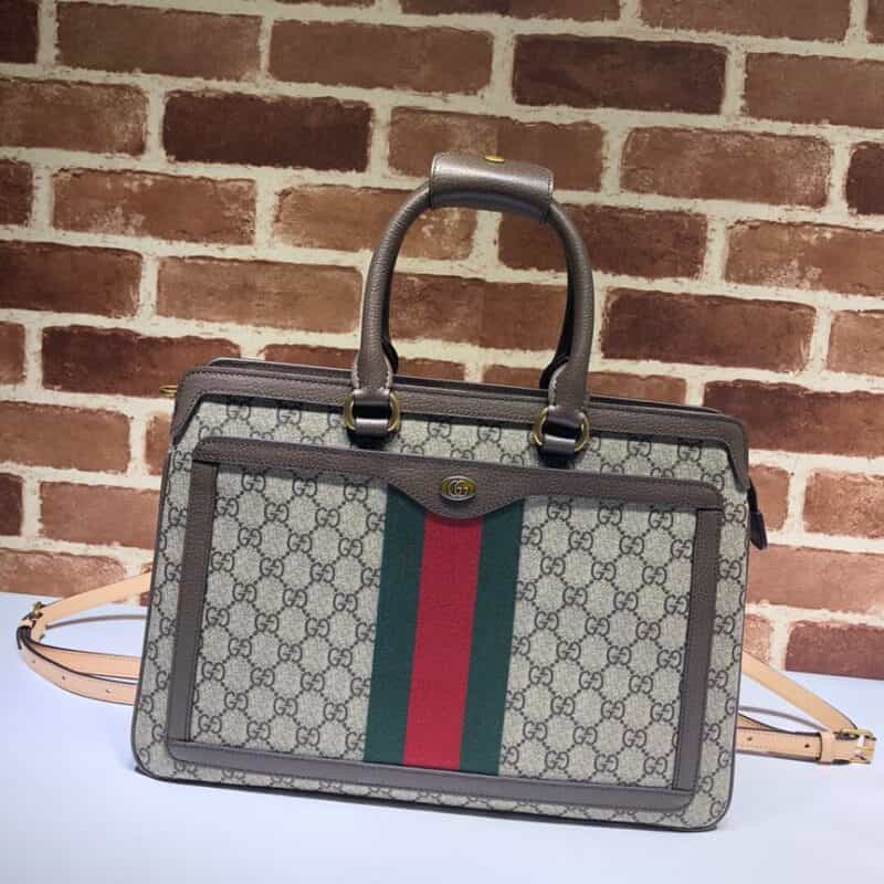 GUCCI古驰双G帆布皮革滚边手提双肩包539957