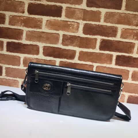GUCCI古驰黑色柔软皮革单肩包575837