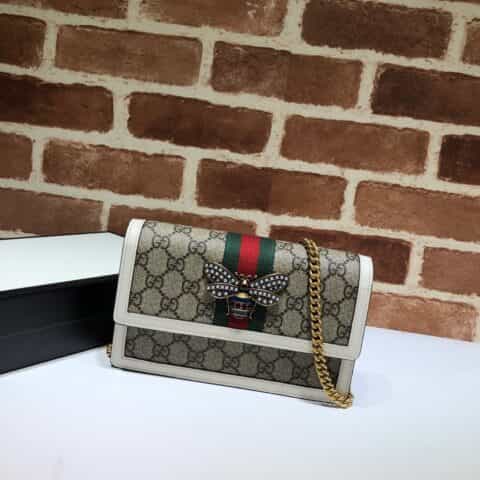 GUCCI古驰杏PVC/皮革链条单肩斜挎包476079
