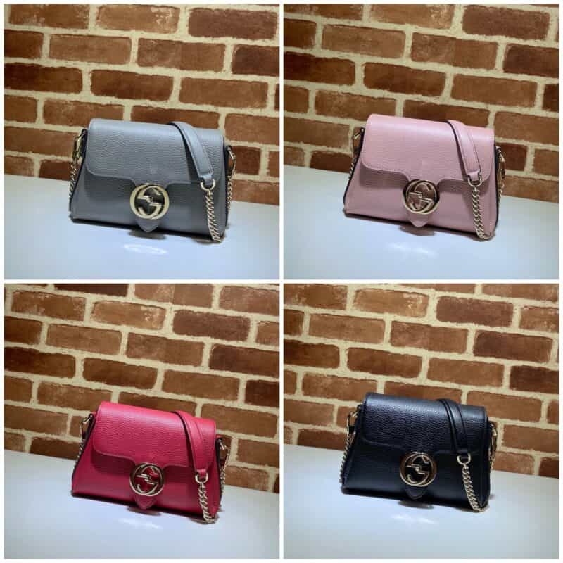GUCCI古驰金属双G压扣小牛皮单肩斜跨包607720