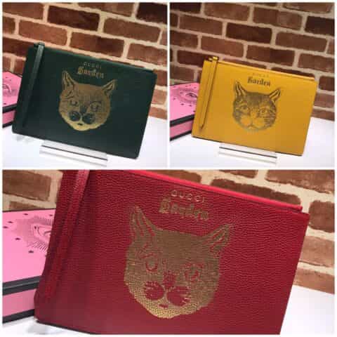 GUCCI古驰猫头图案男女通用手拿包516928
