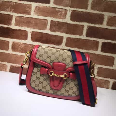 GUCCI古驰Lady Web帆布GG面料肩背包复古帆布翻盖包383848