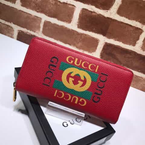 GUCCI古驰 Zippy 字母印花拉链钱包 496317