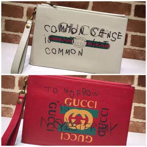 GUCCI古驰织纹皮革涂鸦印花手拿包494320