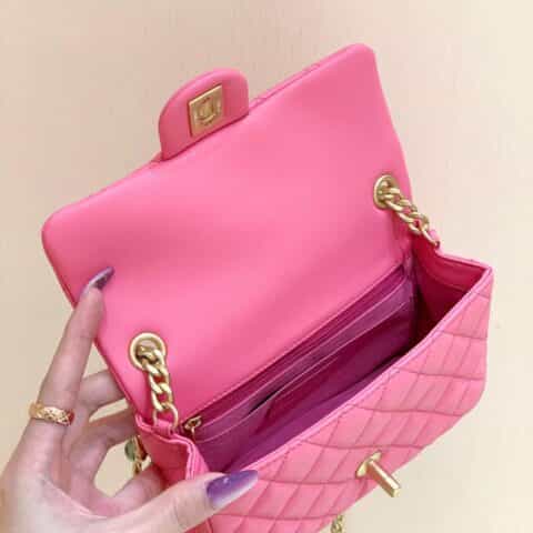 Chanel CF20 Classic flap bag CF宝石包 AS1787桃粉色