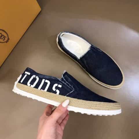 TOD'S 托斯德 进口水洗牛仔手编工织嵌边豆豆底休闲鞋