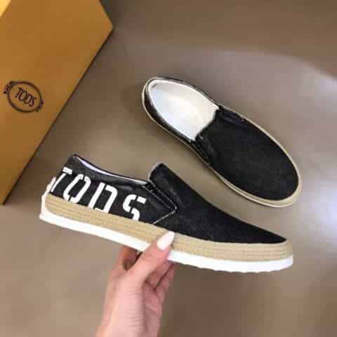 TOD'S 托斯德 进口水洗牛仔手编工织嵌边豆豆底休闲鞋