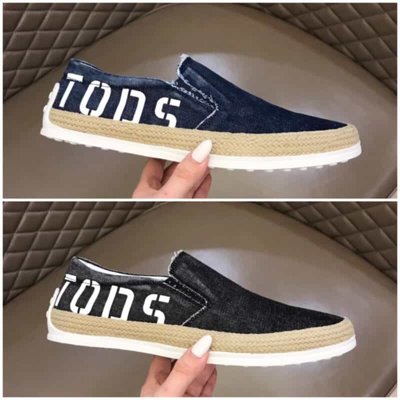 TOD'S 托斯德 进口水洗牛仔手编工织嵌边豆豆底休闲鞋