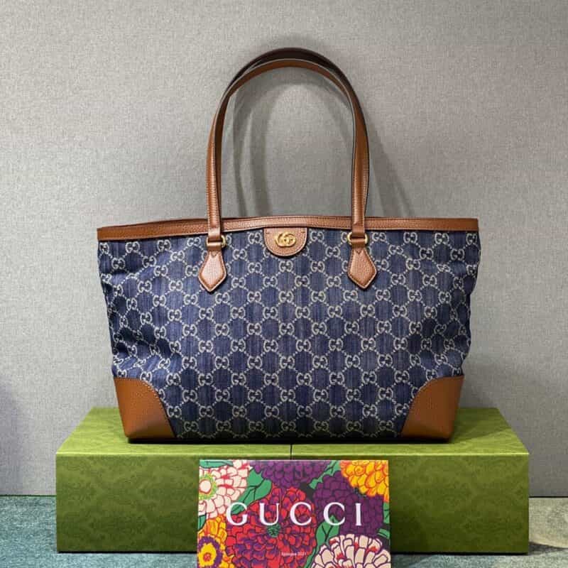 Gucci牛仔蓝Ophidia GG medium tote Bag 631685 2KQGG 8375