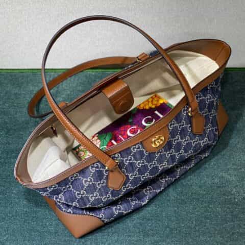 Gucci牛仔蓝Ophidia GG medium tote Bag 631685 2KQGG 8375
