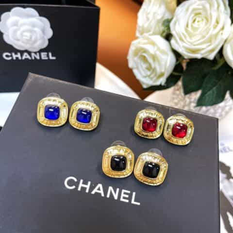 2021新款CHANEL香奈儿双c复古金色耳钉耳环