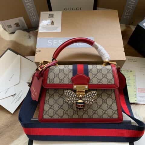 Gucci 蜜蜂珍珠单肩斜挎手提包 476541