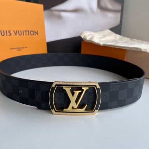 LV/路易威登 精钢字母方形树脂工艺镶嵌钻金属扣4.0cm腰带