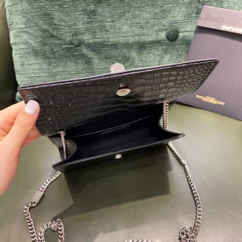 Saint laurent Ysl Kate 20 Bag 474366黑色鳄鱼纹银扣