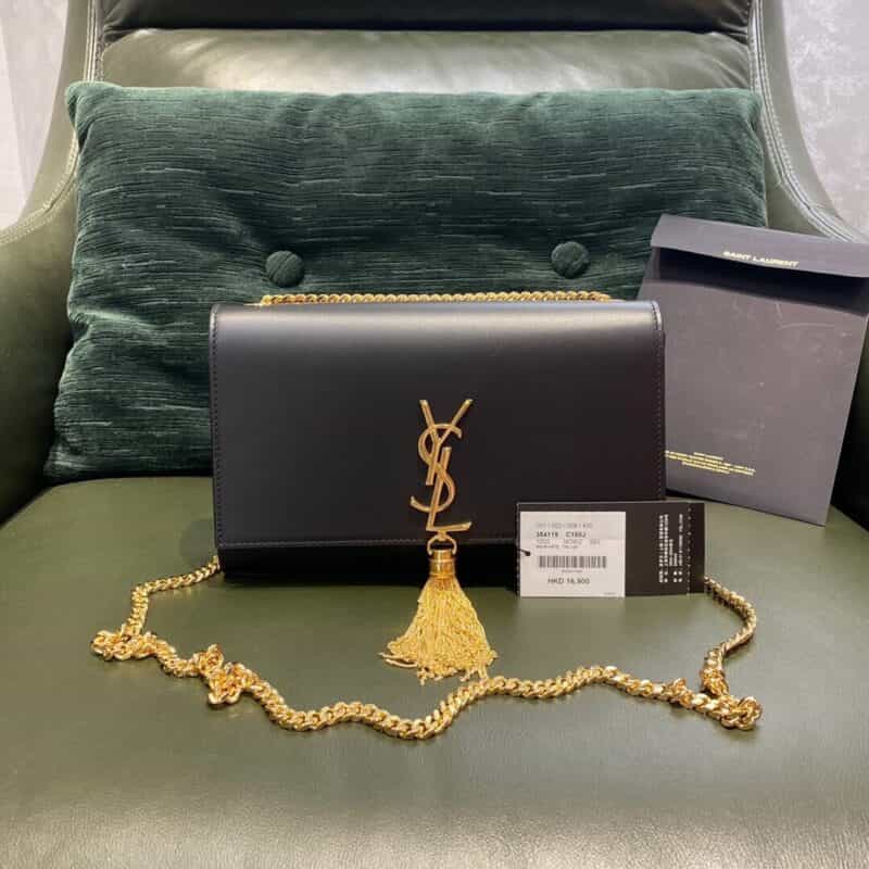 Saint laurent Ysl Kate 24经典款斜挎链条包 354119黑色平纹金扣