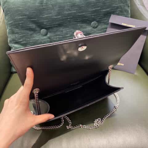 Saint laurent Ysl Kate 24经典款斜挎链条包 354119黑色平纹银扣