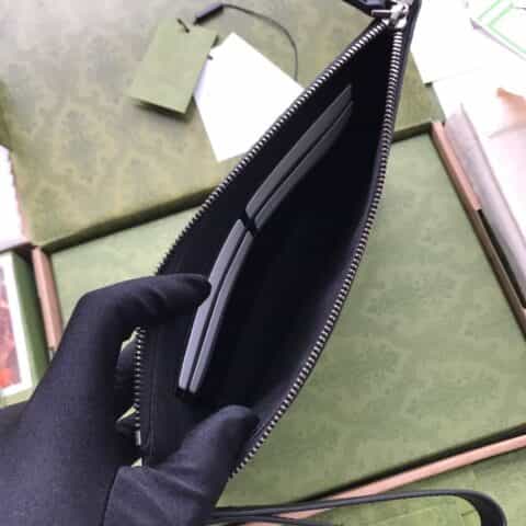 Gucci 印花标志性小花手拿包 544477黑色全皮