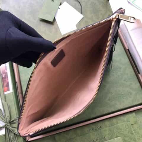 Gucci Ophidia系列高级帆布手拿包 517551 帆布/啡皮