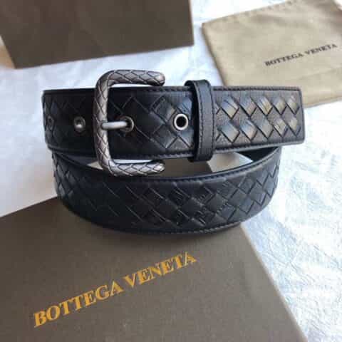 BOTTEGA VENETA葆碟家   精仿鳄鱼皮编织工艺结合复古花纹针式扣头男士腰带宽度38mm