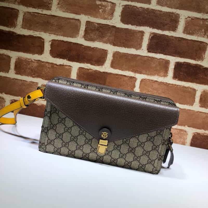 GUCCI古驰双G帆布皮革盖头手袋523548