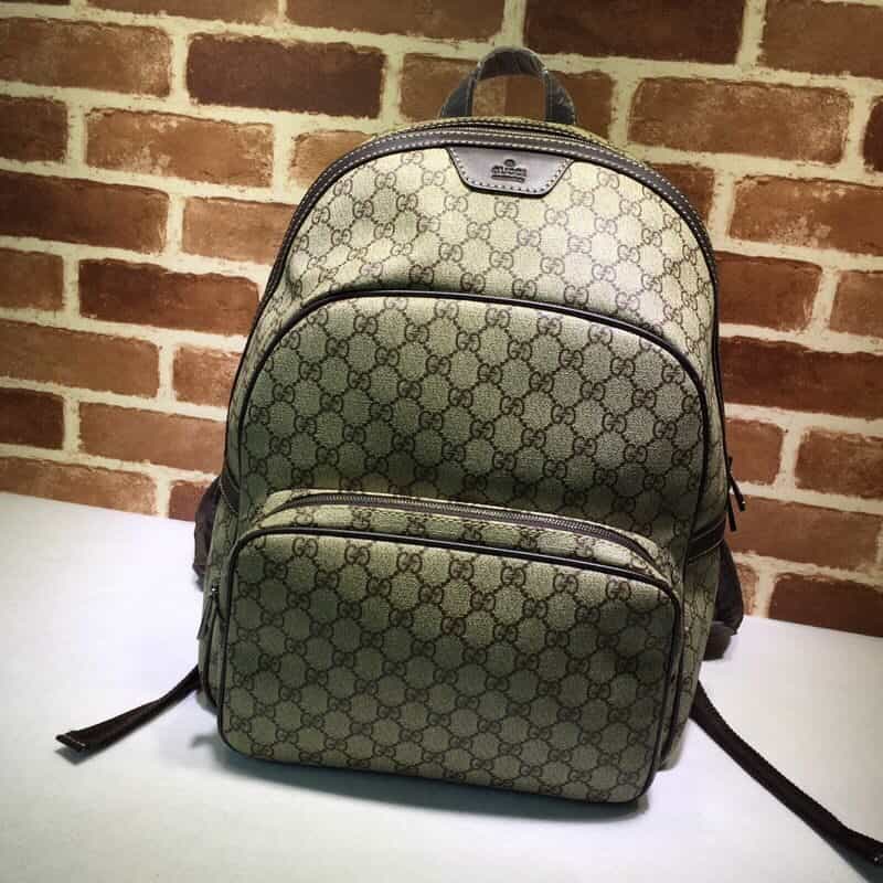 GUCCI古驰啡色帆布男士双肩背包322069