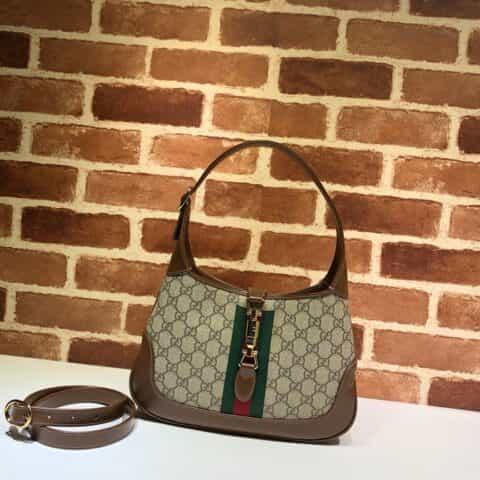 GUCCI古驰帆布皮革单肩斜挎包腋下包636706