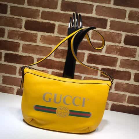 GUCCI古驰字母logo印花红绿条纹单肩包523592